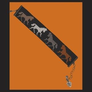 Hand Crafted Black Bracelet with Horse Design